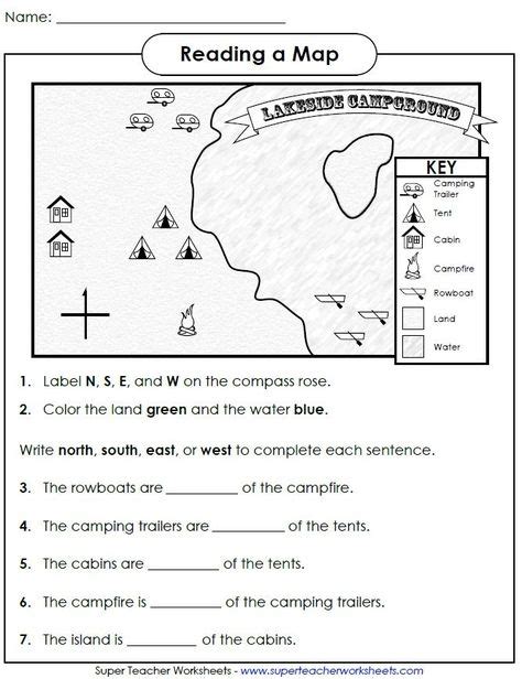 reading a map worksheet for grade 3